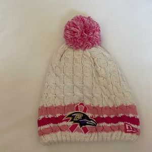 Baltimore Ravens Womens Beanie Hat w/Breast Cancer Logo
